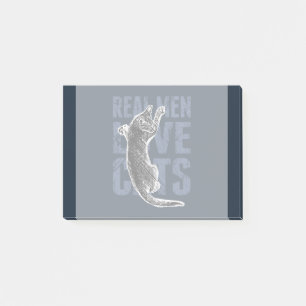 Real Men Liebe Katzen auf blauem Stahl Post-it Klebezettel