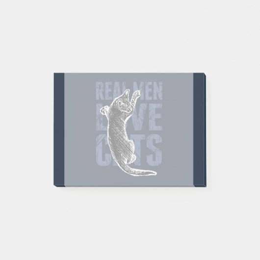 Real Men Liebe Katzen auf blauem Stahl Post-it Klebezettel (Vorderseite)
