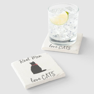 Real-Men-Liebe-Katzen, grafisch Cool Steinuntersetzer