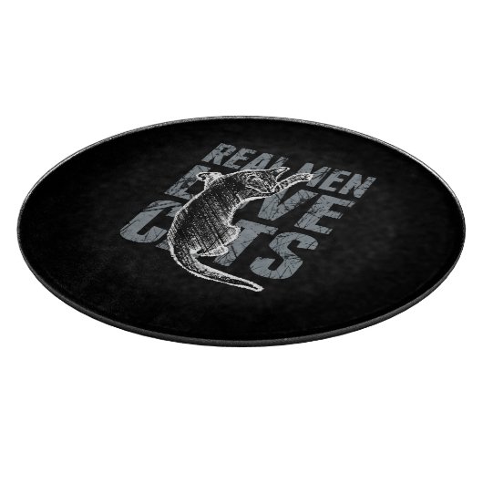 Real Men Liebe Katzen in Grunge Style auf Black Schneidebrett (Ecke)