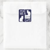 Real Men Liebe Katzen Quadratischer Aufkleber (Tasche)