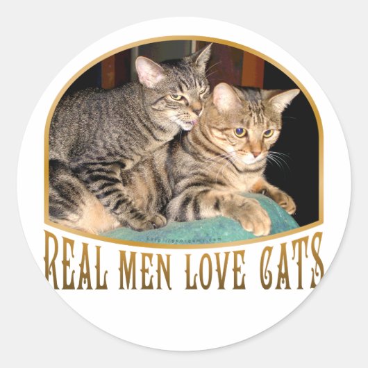 Real Men Liebe Katzen Runder Aufkleber (Vorderseite)