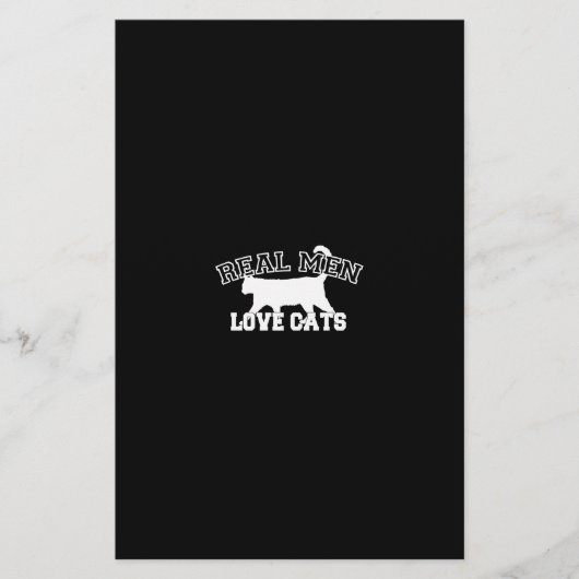 Real Men Liebe Katzen Weiße Silhouette Briefpapier (Vorderseite)