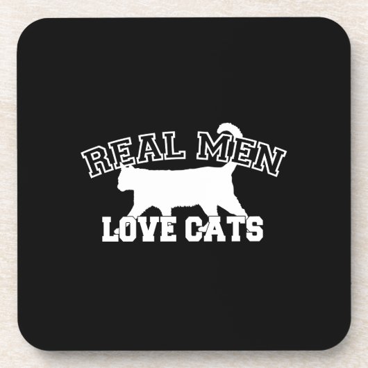 Real Men Liebe Katzen Weiße Silhouette Untersetzer (Vorderseite)