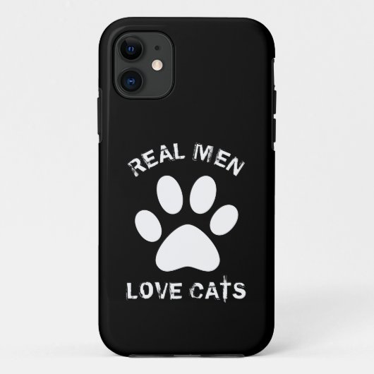Real Men-Liebe Katzenbenutzerdefinierter Text Pers Case-Mate iPhone Hülle (Rückseite)