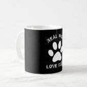 Real Men-Liebe Katzenbenutzerdefinierter Text Pers Kaffeetasse (Vorderseite Links)