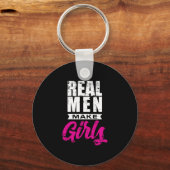 Real Men macht Girl Father' Funny New Dad Geschenk Schlüsselanhänger (Vorderseite)