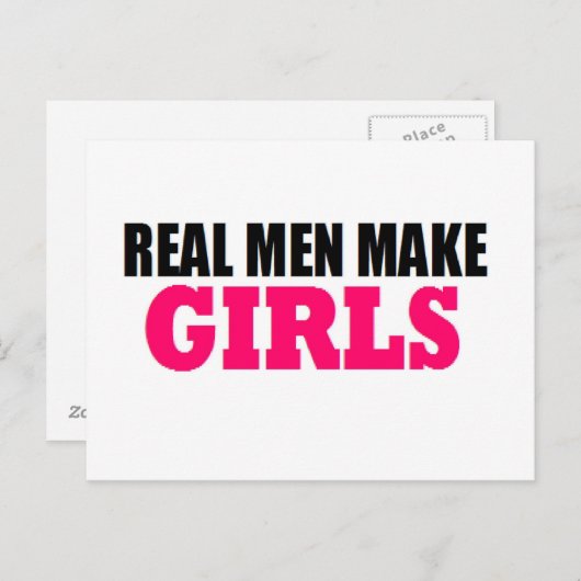 REAL MEN MAKE GIRLS BABY DADDY NEW FATHER POSTKARTE (Vorne/Hinten)