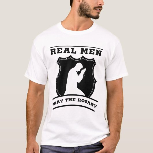 Real Men Pray the Rosary Catholic Spiritual T-Shirt (Vorderseite)