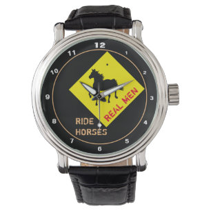 Real Men Ride Pferde & Black Horse Party / Rodeo Armbanduhr
