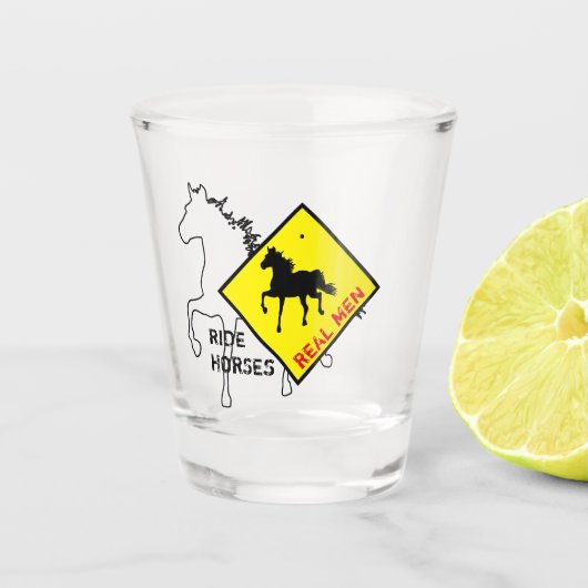 Real Men Ride Pferde & Black Horse Party / Rodeo Schnapsglas (Vorderseite)