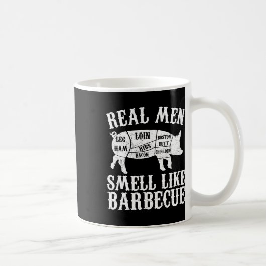 Real Men Smell Like Byrbeque Bbq Byrbecue Grilling Kaffeetasse (Rechts)
