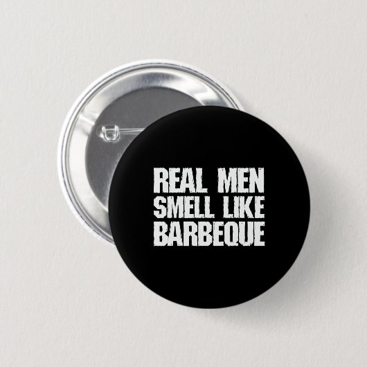 Real Men Smell Like Byrbeque Grilling Bbq Dad Fath Button (Vorne & Hinten)