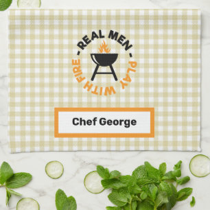 Real Men spielen mit Grillabend Geschirrtuch