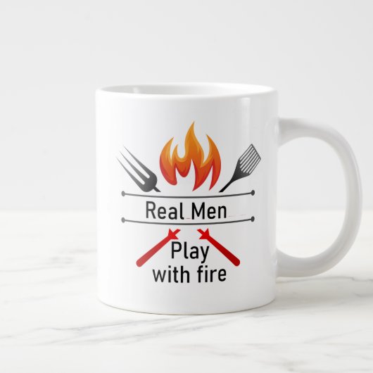 Real Men spielen mit GRILLEN Zitat Tasse (Rechts)