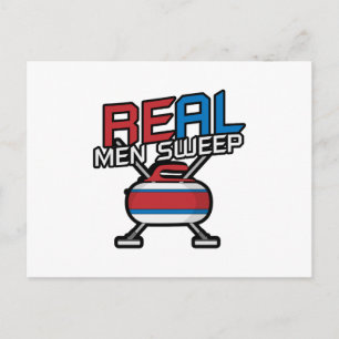 Real Men Sweep Curler Winter Sport Postkarte