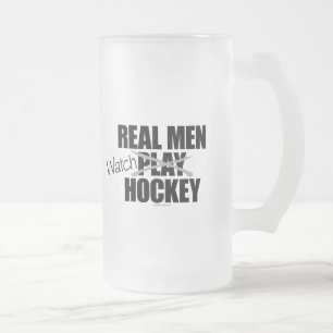Real Men Watch Hockey Mattiert Glass Beer Tasse
