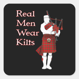 Real Men Wear Kilts Funny Scottish Quadratischer Aufkleber