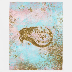 Real Mermaid Life - Glitzer Goldmedaille Fleecedecke