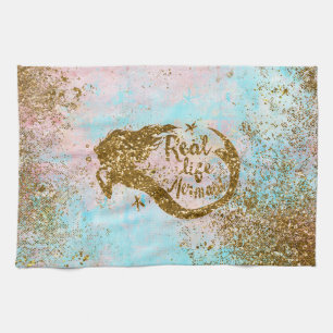 Real Mermaid Life - Glitzer Goldmedaille Handtuch
