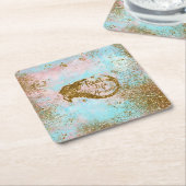 Real Mermaid Life - Glitzer Goldmedaille Rechteckiger Pappuntersetzer (angewinkelt)