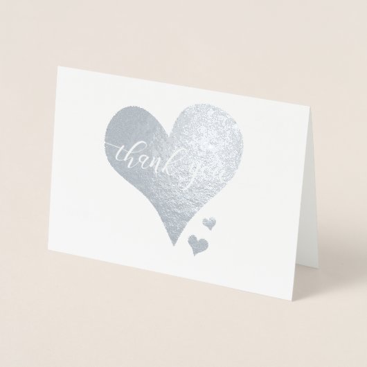 Real Metallic Vielen Dank, Script Heart Folienkarte (Vorderseite)