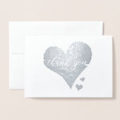 Real Metallic Vielen Dank, Script Heart Folienkarte (Vorderseite mit Umschlag)