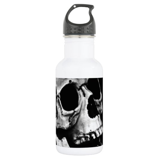 Real Old Greyscale Skull Edelstahlflasche (Vorderseite)