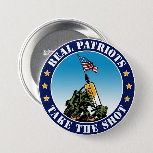 Real Patriots nehmen den Schuss - wie Jima Pro Vax Button (Vorne & Hinten)
