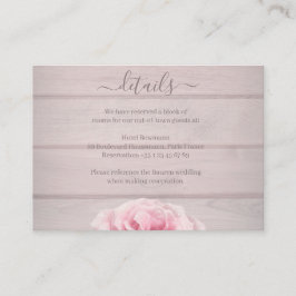 Real Pink Roses Rustikal Chic Wedding Hotel Detail Begleitkarte