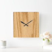 Real Red Oak Veneer Woodgrain Quadratische Wanduhr (Zuhause)