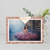 Real Rose Gold Extravagant Textur Spanisch Mis XV Folieneinladung (Stehend vorne)