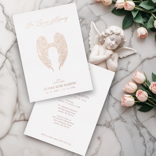Real Rose Gold Fancy Angel Wings Metallic Folieneinladung