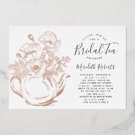 Real Rose Gold Flora Brautparty Teezeremonie auf d Folieneinladung
