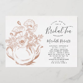 Real Rose Gold Flora Brautparty Teezeremonie auf d Folieneinladung