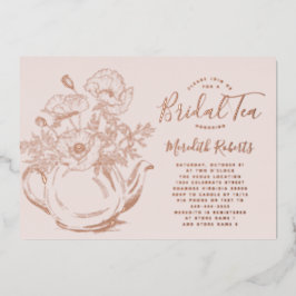 Real Rose Gold Flora Brautparty Teezeremonie auf d Folieneinladung
