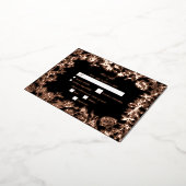 Real Rose Gold Floral Black Wedding RSVP Folie Einladungspostkarte (Gedreht)