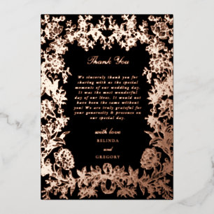 Real Rose Gold Foil Bloral Black Wedding Vielen Da Folieneinladung
