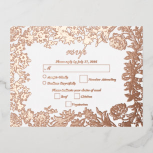 Real Rose Gold Foil Botanische Hochzeit RSVP Folie Einladungspostkarte