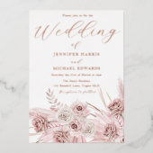 Real Rose Gold Foil Dusty Rose Boho Wedding Folieneinladung (Vorderseite)