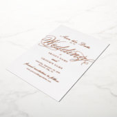 Real Rose Gold Foil Hochzeitsweiß Save the Date Folieneinladung (Gedreht)