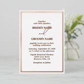 Real Rose Gold Foil Moderne White Wedding Folieneinladung (Stehend vorne)