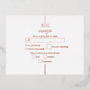 Real Rose Gold Foil Monogram Wedding RSVP Folie Einladungspostkarte