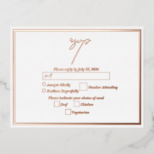 Real Rose Gold Foil White Wedding RSVP Folie Einladungspostkarte