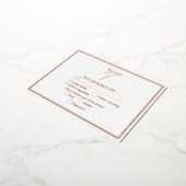 Real Rose Gold Foil White Wedding RSVP Folie Einladungspostkarte (Gedreht)