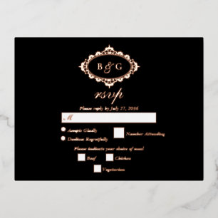 Real Rose Gold Foil Wreath White Wedding RSVP Folie Einladungspostkarte