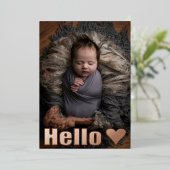 Real Rose Gold Foto Collage Kinderankündigung Folieneinladung (Stehend vorne)