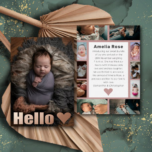 Real Rose Gold Foto Collage Kinderankündigung Folieneinladung