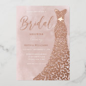 Real Rose Gold Gogosh Blush Wasserfarbe Brautparty Folieneinladung (Vorderseite)