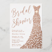 Real Rose Gold Gown Brautparty Einladung (Vorderseite)